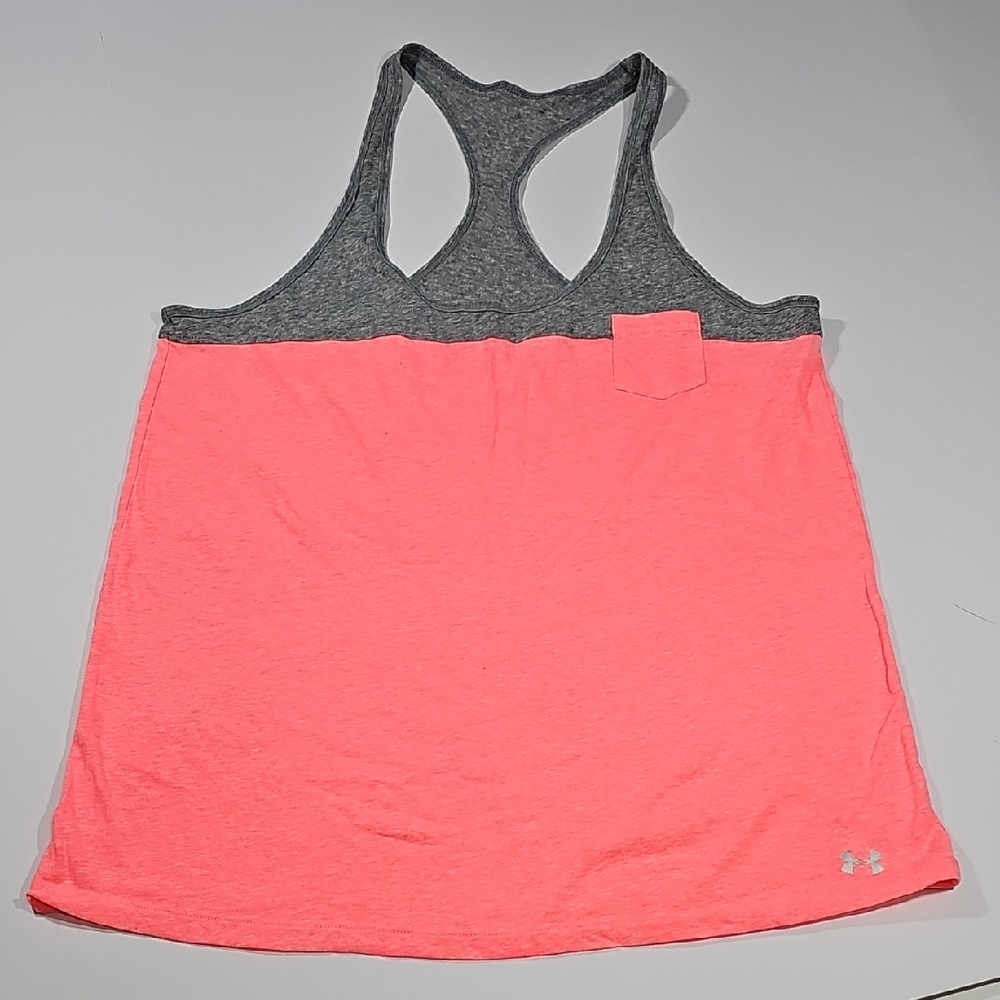 Under Armour Gray/Coral Tank Top Charged Cotton Size Large